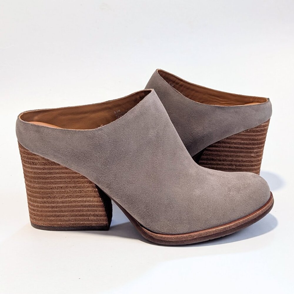 KORK-EASE Challis Women’s Mustang Gray Suede Chunky Heel Mules Size 8.5 NWOT